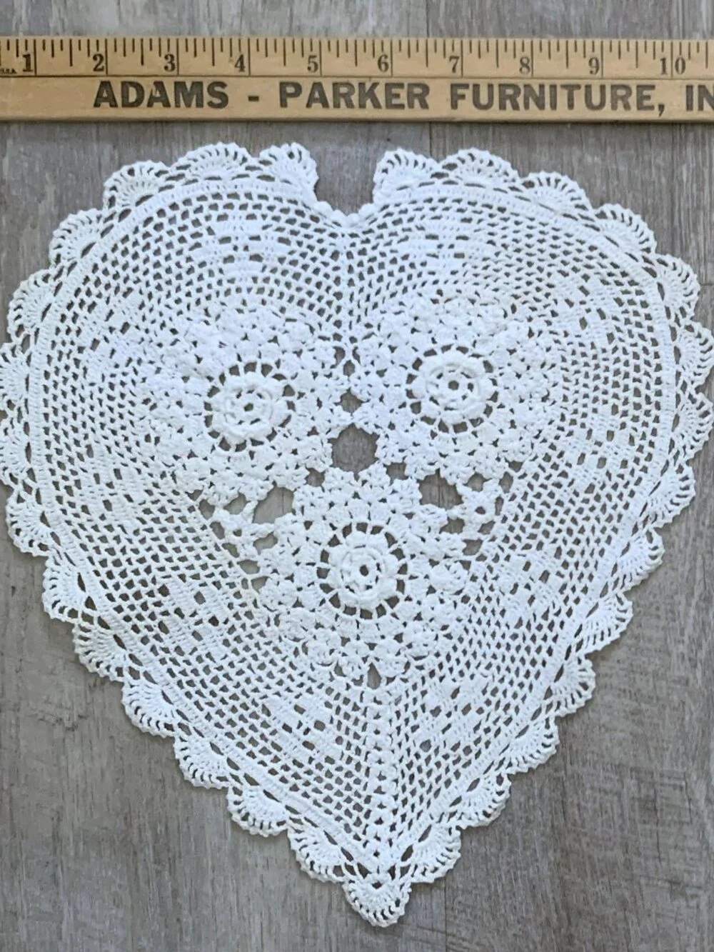 TWO Vintage 1980's HEART Shape Crocheted Doilies - 11-12